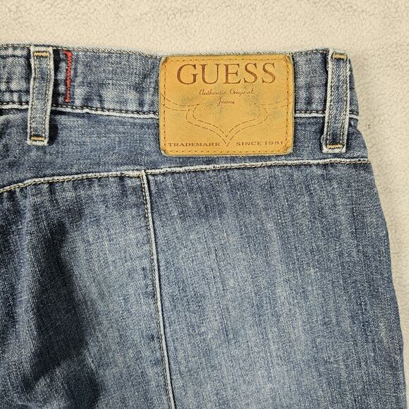 Vintage Guess Bootcut Jeans Womens Size 32 Y2K Lace Up Fly Blue Jeans Cowgirl - Picture 9 of 13